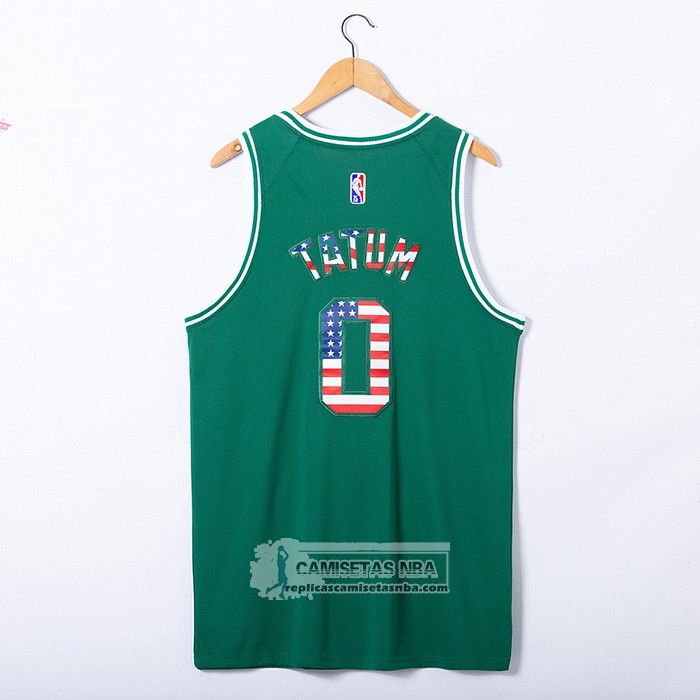 Camiseta Boston Celtics Jayson Tatum NO 0 75th Bandera Edition Verde